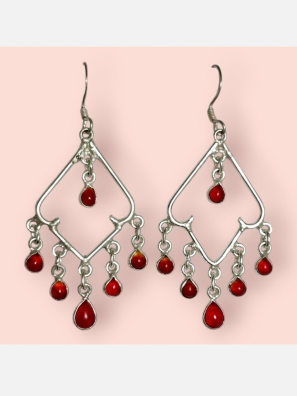 Carnelian Sterling silver earrings 3"